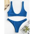 thumbnail image 2 of ZAFUL for Women High Cut Scoop Neck Bikini Set Dodger Blue M, 2 of 6