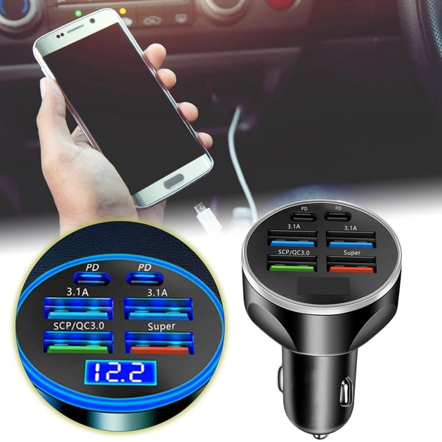 Charge Your Devices with Our 4USB Car Charger: Fast Charging Smart Technology & Compact Design for Road Trips