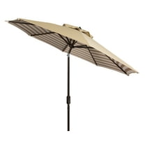 Safavieh Athens 9' Market Crank Striped Patio Umbrella, Beige/White
