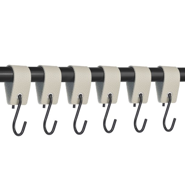 Ganchos S de Cuero Uxcell, (6Pcs, Plata), Bucle de Cuero PU con Ganchos Colgantes en Forma de S