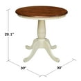 thumbnail image 4 of 30" Round Top Pedestal Dining Table, 28.9"H in Antiqued Almond/Espresso, 4 of 7