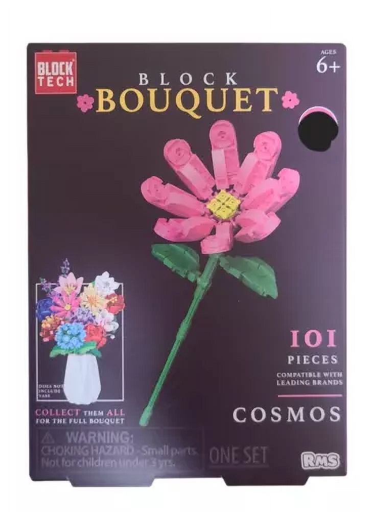 Block Tech Lego Compatible Flower Bouquet - 66 Pieces Orchid