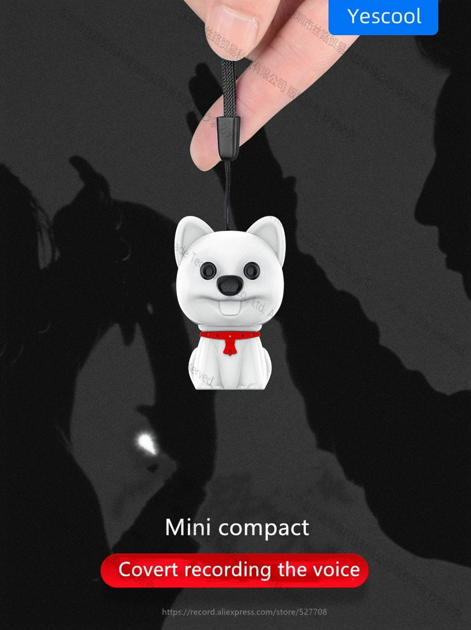 Yescool E300 Puppy Hidden Children safety Class Meeting Digital voice recorder Portable pendant Stealth Sound Record Dictaphone-8GB White