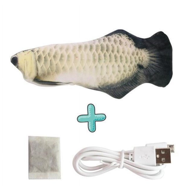 Pez eléctrico divertido gato pez juguete para mascotas recargable por usb pez saltador de cola juguete de gato de peluche pez de simulación
