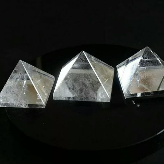 EOEMY 2Pcs Natural Gemstone Clear Quartz Crystal Pyramid Tower Healing Energy Decors