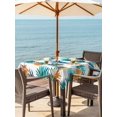 thumbnail image 4 of Square Outdoor Tablecloth with Umbrella Hole Teal Orange Palm Leaf Outside Table Cloth Waterproof Patio Table Cover Summer Leaves Botanical Zipper Tablecloths for Picnic Party Camping 54x54 Inch, 4 of 8