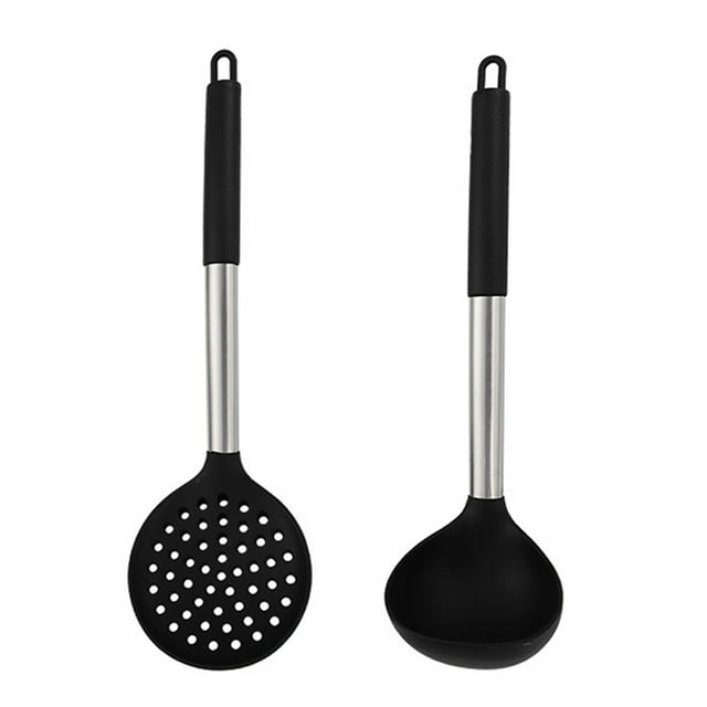 Utensilios de cocina resistentes al calor, utensilios de silicona inoxidable fijados para utensilios de cocina antiadherentes, aptos para lavavajillas