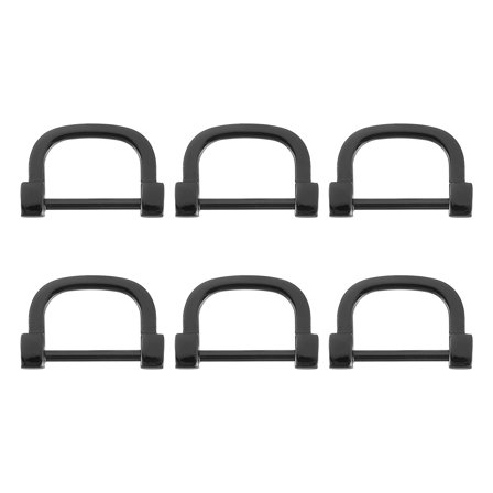 Uxcell D-Rings Screw in Shackle, 6 Pack 16mm U Shape D Ring for Purse Bag DIY, Black