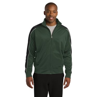 SPORT-TEK Men's Tricot Track Jacket - Athletic Style Logo Jacket For Sports & Casual Wear