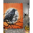 thumbnail image 2 of Halloween Crow Shower Curtain Set ，Waterproof Fabric Shower Curtains Moon Branches Orange Classic Retro Art Shower Curtains for Bathroom,Bathroom Decor 72"x72", 2 of 6
