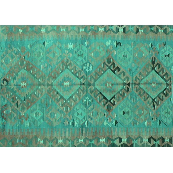 Ahgly Company Indoor Rectangle Persian Turquoise Blue Traditional Area Rugs, 2' x 3'