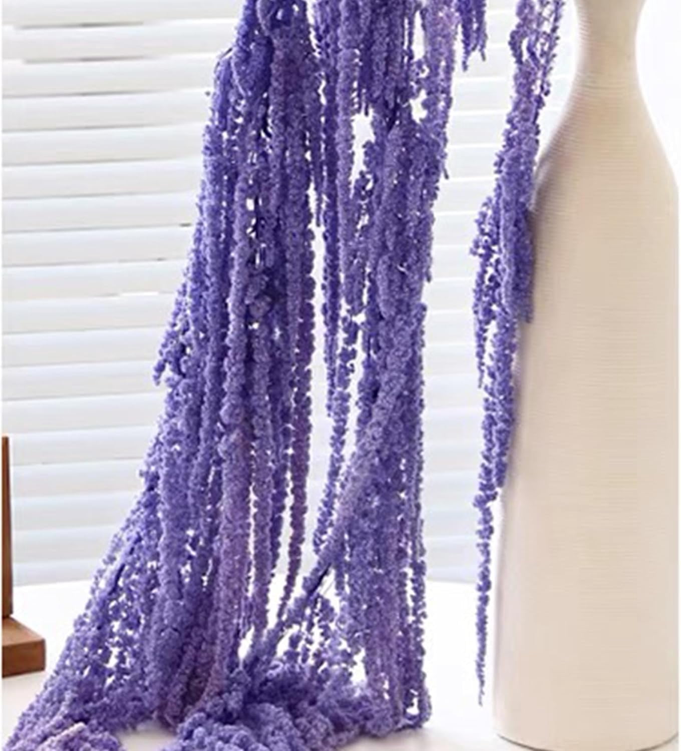 Wisteria Vine Hanging Flowers: 5Pcs Real Preserved Dried Amaranthus Flowers for Wedding, Flower Arrangement, Vase, 23"-26" Hanging Wisteria Flowers for Arch Decor Home Decor (Purple)