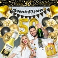 thumbnail image 5 of AYUQI 50th Birthday Decorations for Men Women, 50th Happy Birthday Decoration Kit with Cheer Banner, Number 50 Foil Balloon, 50th Black Gold Balloons Beer Mug Foil Balloons for Party Supplies, 5 of 7