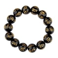 thumbnail image 1 of Pulseras de cuentas de oración budista de piedra negra de imitación, brazalete Om Mani Padme Hum para hombres y mujeres, 1 of 5