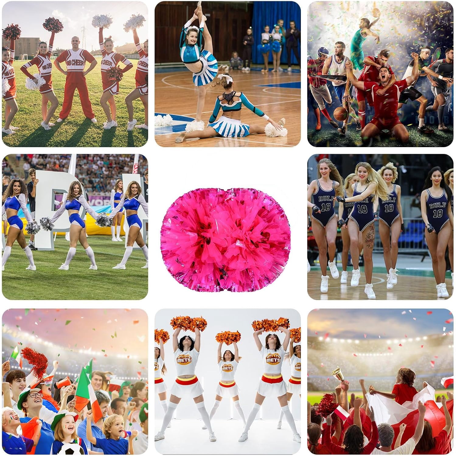 20 Pack Cheerleading pom poms,Handheld Cheer pom poms, Sports Cheer Plastic Pom Poms Cheerleading for Sports Team Spirit Cheering (Mixed Blue)