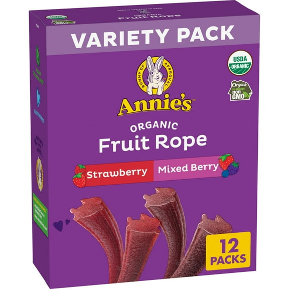 Annie's Organic Fruit Rope Variety Pack, Strawberry and Mixed Berry, 8.04 oz