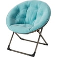 thumbnail image 1 of Comfy blue folding saucer reading lounge chair con soft thick padded seat y metal frame - moderno style para dormitorio y sala de estar, suitable para para niños y adults (x-grande con gold legs), 1 of 9