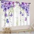 thumbnail image 4 of Purple Floral Butterfly Kitchen Curtain 27.5W X 39L Inch 2 Panel Rod Pocket Lilac Lavender Rustic Flower Small Short Cafe Tier Window Curtain Farmhouse Spring Treatment Drapes Bathroom Decor, 4 of 8