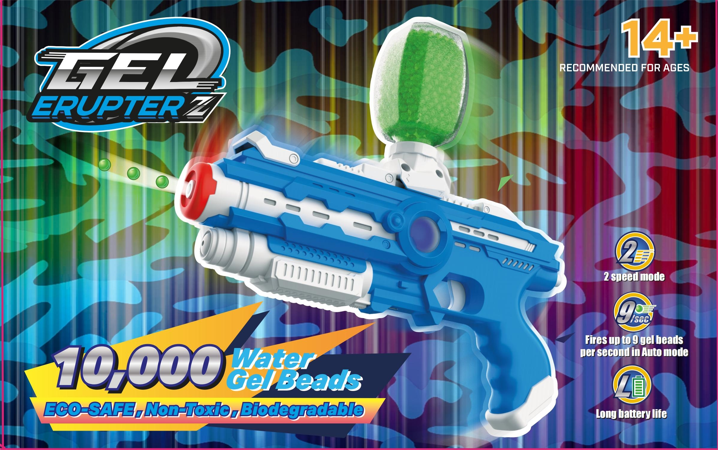 Gel Erupterz, Water Gel Bead Launcher-Blue, Teens and Adults Ages 14+