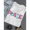 thumbnail image 3 of The Word Peace In Fun Colors T-Shirt Women -Image by Shutterstock, Female Large, 3 of 4