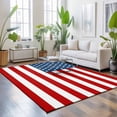 thumbnail image 3 of Large Area Rugs 8'x10', American Flag Carpet Runner Indoor Outdoor Rugs Home Decor Aesthetic, Blue Red USA Flag Non Slip Mats Washable Accent Rug for Living Room Bedroom, 3 of 8