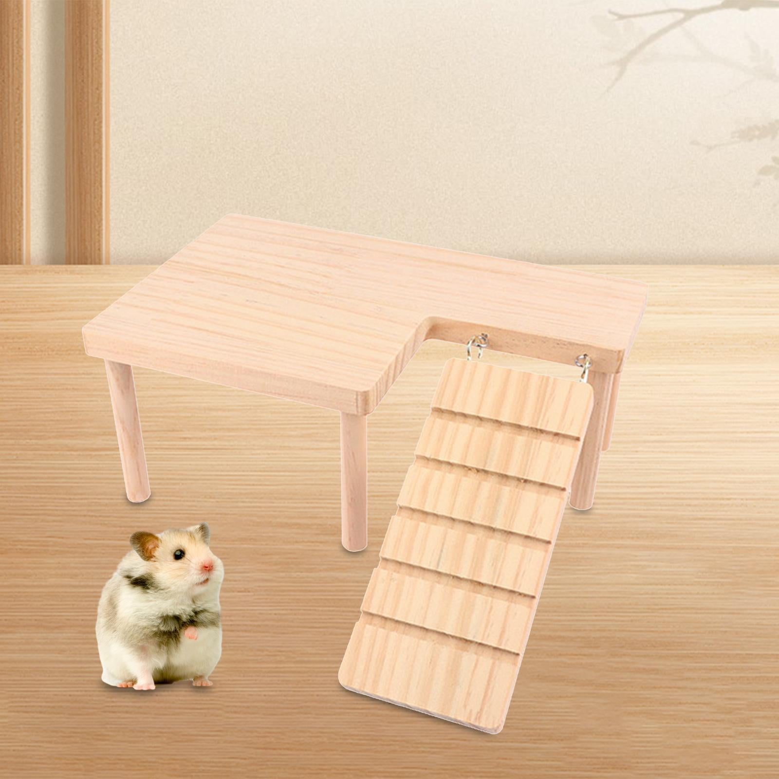 Gazechimp Hamster Wooden platforms Toy with Ladder Cage Accessory for Rat Mouse Gerbil right