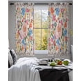 thumbnail image 3 of Boho Pink Flowers Sheer Curtains 54 Inch Length 2 Panels Set for Living Room/Bedroom, Colorful Floral Spring Vintage Botanical Kitchen Curtains Grommet Semi-Sheer Curtains Window Treatments 42"x54"x2, 3 of 7