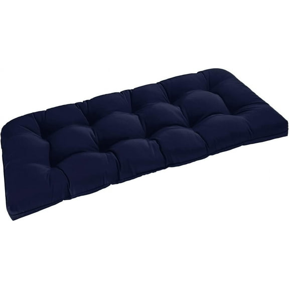 Outdoor Bench Cushion for Patio Furniture, Waterproof Tufted Overstuffed Porch Swing Cushions, Thick Outdoor Loveseat Cushions, 48" X 18" X 5", Navy, Set of 1