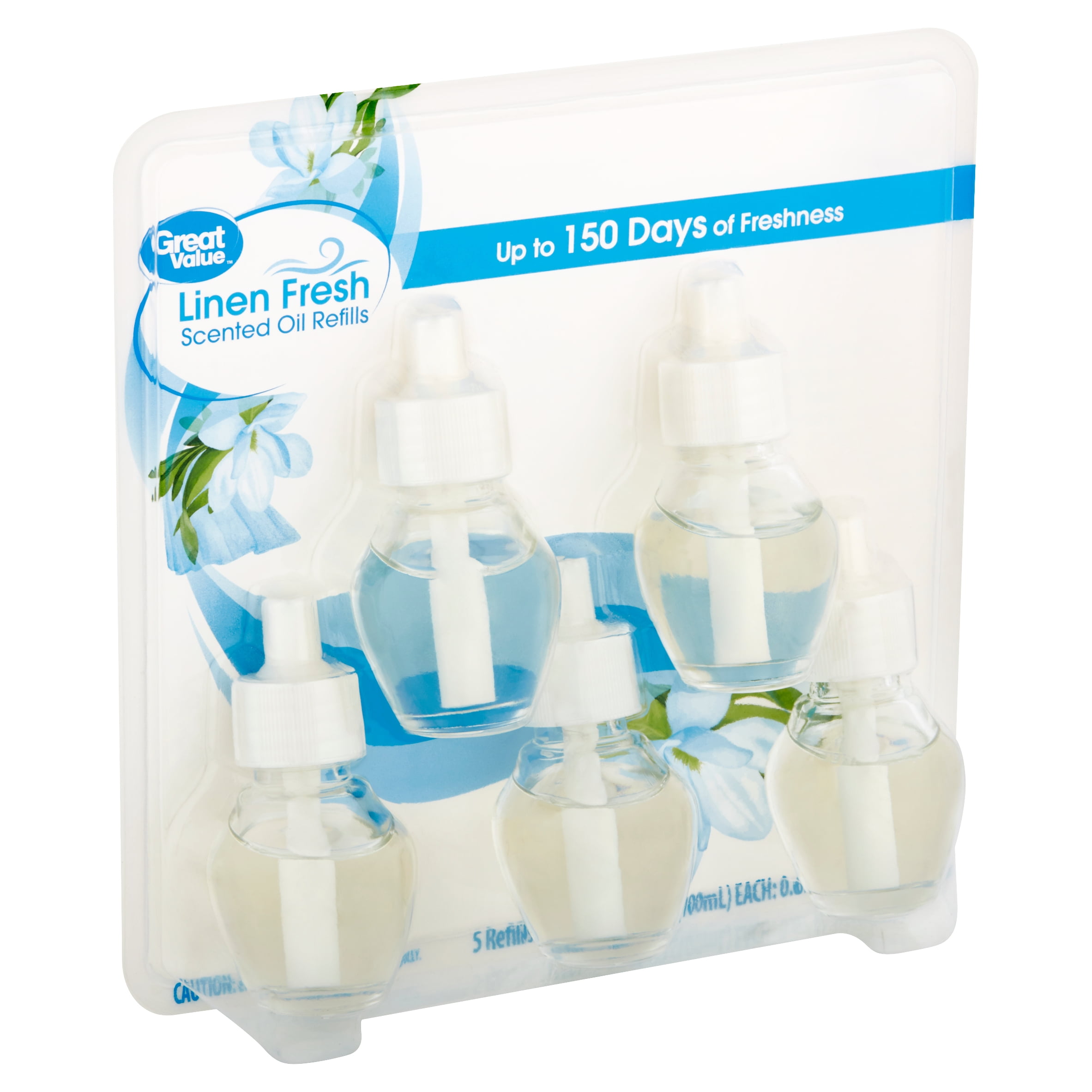 Great Value Linen Fresh Scented Oil Refills, 0.67 fl oz, 5 Count