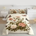 thumbnail image 3 of Feelyou Pink Floral Flower Bedding Comforter Set for Women, Rustic Butterfly Animal Twin Comforter Sets, Vintage Fashion Style Reversible Bedding Set, Microfiber Bedroom Decor, 2 Pieces, 3 of 9