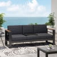 Outdoor 3 Seater Sofa, Aluminum Frame Leisure Couch for Patio Garden, Black