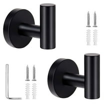 FYJUCPA 2 Pack Matte Bath Robe Towel Hooks for Bathroom Kitchen, Stainless Steel Hanging Wall Hooks- Black