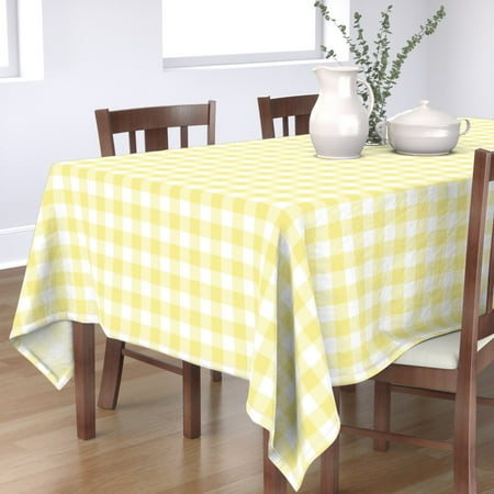 

Cotton Sateen Tablecloth 70 x 108 - Small Yellow Buffalo Check Gingham Watercolor Picnic Sugar Fresh Print Custom Table Linens by Spoonflower