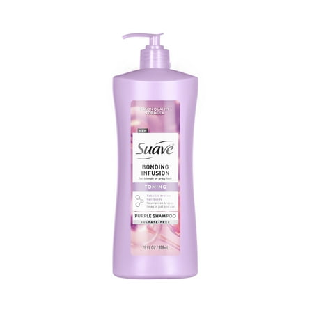 Suave Bonding Infusion Purple Toning Shampoo, for Neutralizing Brassy Tones, 28oz Pump