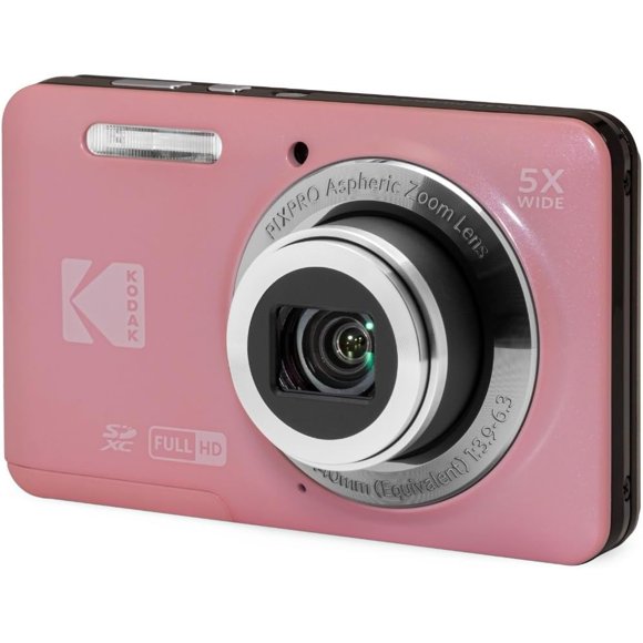 Kodak PixPro Friendly Zoom FZ55 16MP 1080p Full HD Appareil Photo Numérique avec Zoom Optique 5X (Rose Pastel) Tout Neuf - Appareil Photo Compact pour Vlogue Grand-Angle 28mm Écran LCD 2,7 Pouces