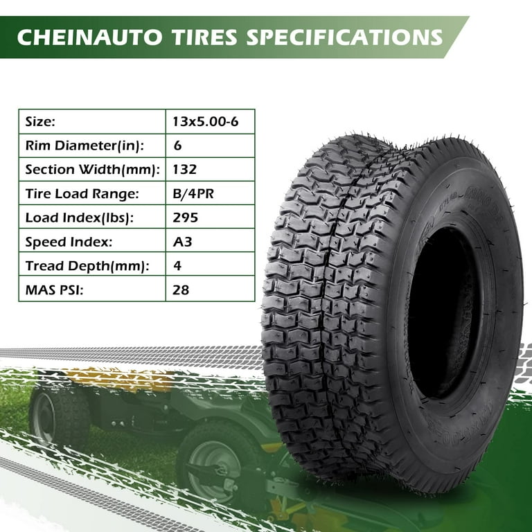 EastVita 13x5.00 6 Lawn Mower Tire 2Pcs 13x5x6 13 5 6 Turf Tire for Lawn Mower Garden Tractors Riding Mowers Golf Cart Tire Heavy Duty 4 Ply