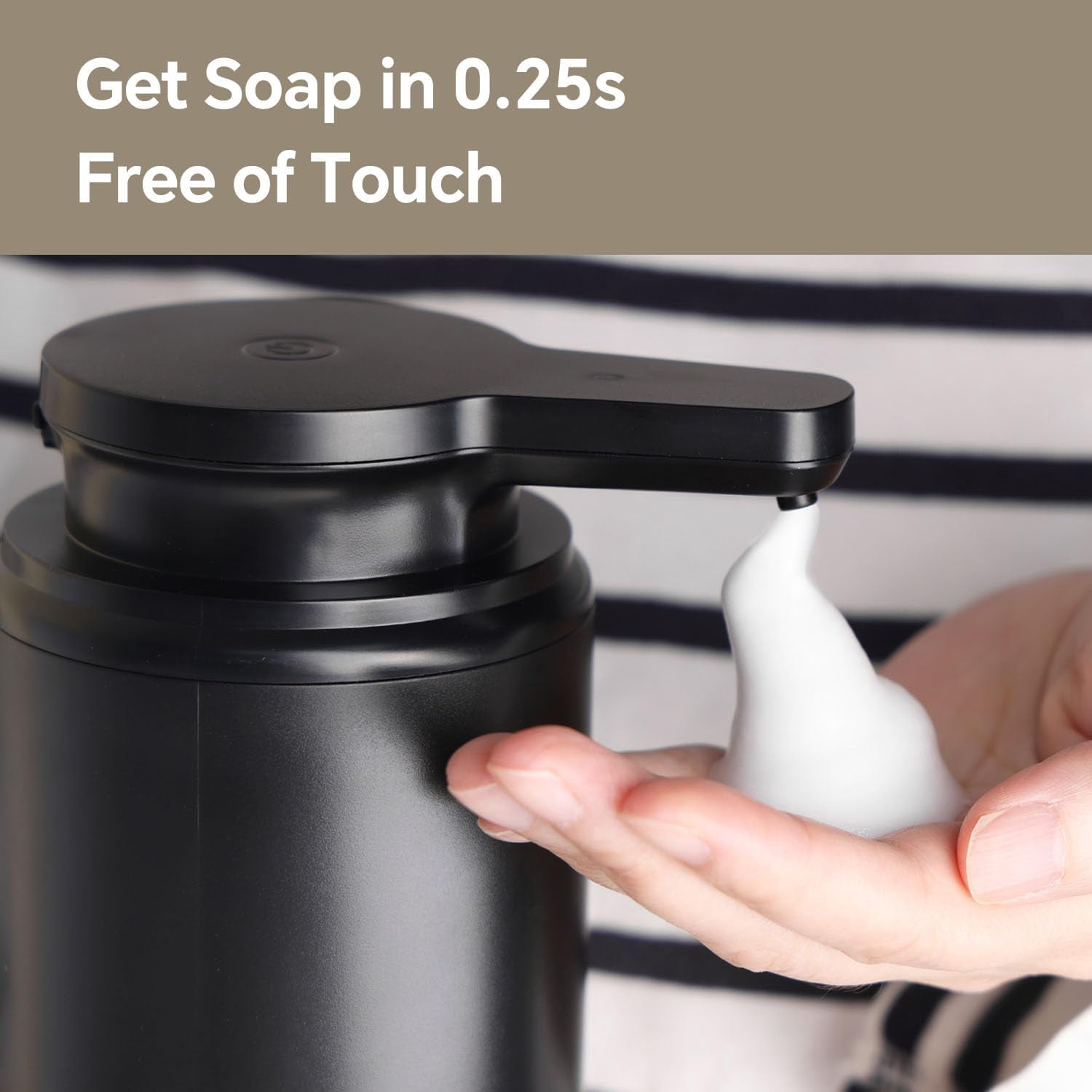 Lococo Automatic Foaming Soap Dispenser, Rechargeable Touchless Foam Hand Soap Dispenser for Bathroom, Soap Pump for Kitchen, Water-Resistant, Xmas Gift 10oz, Black