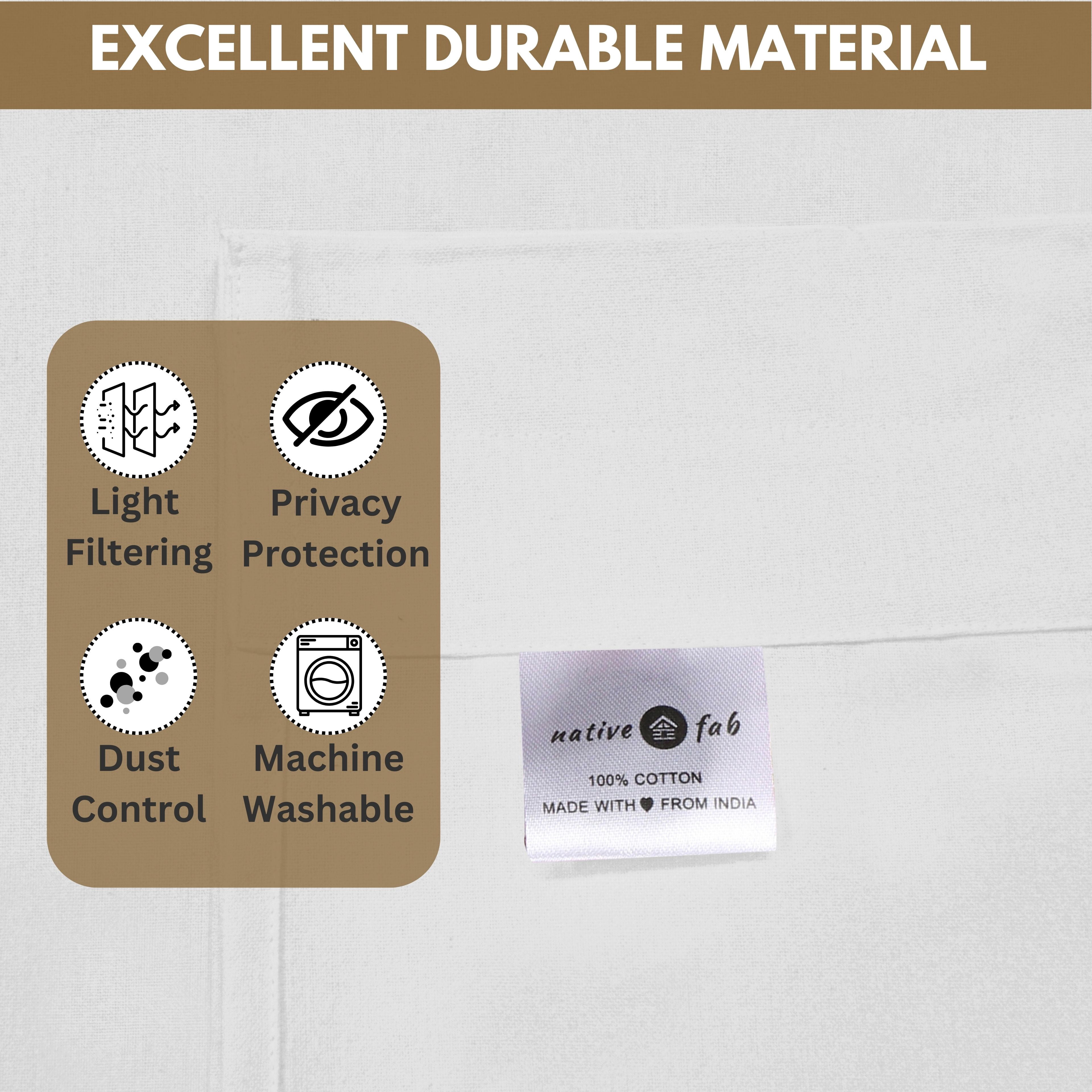 Native Fab 100% Cotton Kitchen Window Curtain Tiers Valance Set - Rod Pocket Style 3 Piece - White