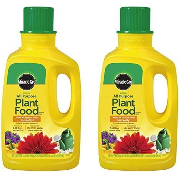 Miracle-GRO 1001502 Liquid All Purpose Plant Food Concentrate, 12-4-8, 32-Ounce Bottle 2-Pack 32 Oz