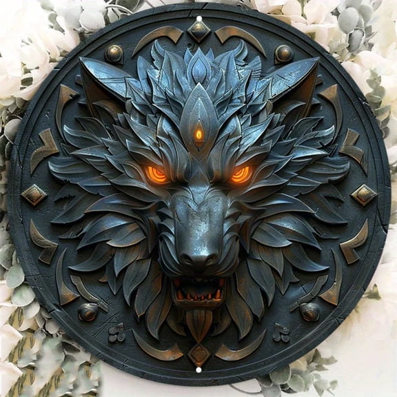 HELLOYOUNG Wolf Design Aluminum Metal Wall Sign Decor - Weather Resistant HD Printing for Door & Home Decoration | 8x8 Inch, 1Pc