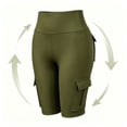 thumbnail image 4 of Stamzod Women's Short Leggings with Pockets Butt-Lifting Cargo Yoga Shorts Casual High Waisted Gym Workout Leggings Army Green-1 XXL, 4 of 5