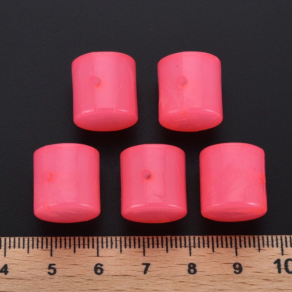Imitation Jelly Acrylic Beads Column Hot Pink 14.5x14.5mm Hole: 1.8mm about 200pcs/500g