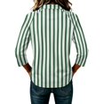 thumbnail image 6 of Satingcolo Women Striped Polo Shirts 3/4 Sleeve Rugby Shirts Oversized Collared T Shirts Fall Color Block Tee Tops,Green M, 6 of 6