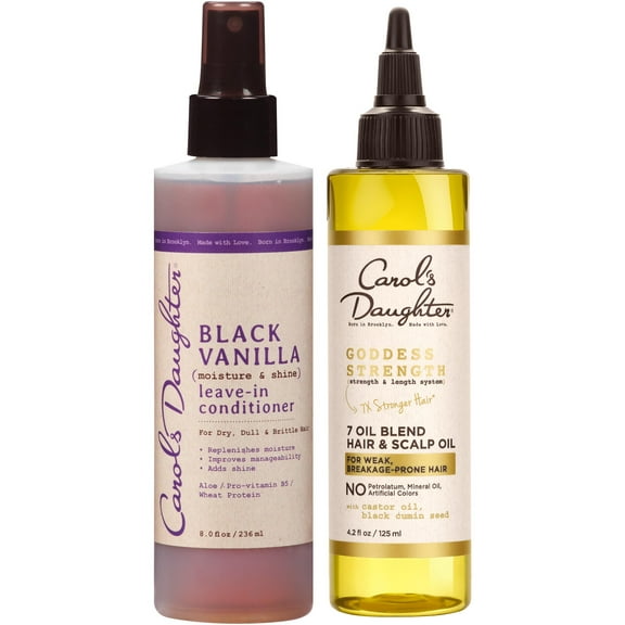 Carol’s Daughter Black Vanilla Leave in Conditioner Spray and Goddess Strength Castor Oil Hair Oil for All Hair Types