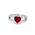 thumbnail image 2 of Diamond-Capitals 1.20 Carat Sparkle Heart Shaped Red Ruby with Natural Diamond Wedding Ring for Fiancee 18K White Gold Size 4, 2 of 7