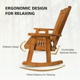 thumbnail image 5 of Fortune Candy Wooden Patio Rocking Chair, Heavy Duty 600 lbs, for Outdoor and Indoor, Brown, 5 of 6