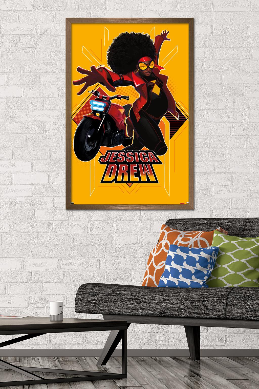 Marvel Spider-Man: Across the Spider-Verse - Jessica Drew Wall Poster, 22.375" x 34" Framed