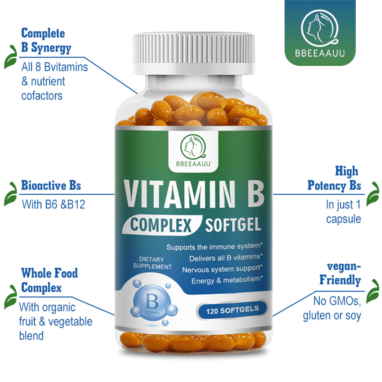 Super B Complex Vitamins - All B Vitamins Including B12, B1