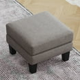 thumbnail image 3 of Fabric Ottoman Light Grey - Multi-Purpose Shoe Stool & Footrest with Solid Wood Legs, Comfortable Coil Spring Cushion for Living Room or Hallway, Easy Assembly, 3 of 9