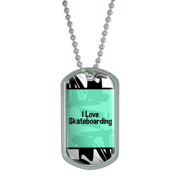 I Love Heart Sports Hobbies - Skateboarding - Dog Tag